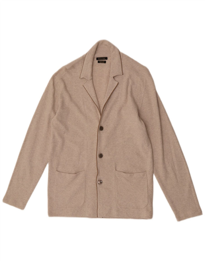 Massimo Dutti Herren-Cardigan-Pullover aus mittelbeiger Baumwolle