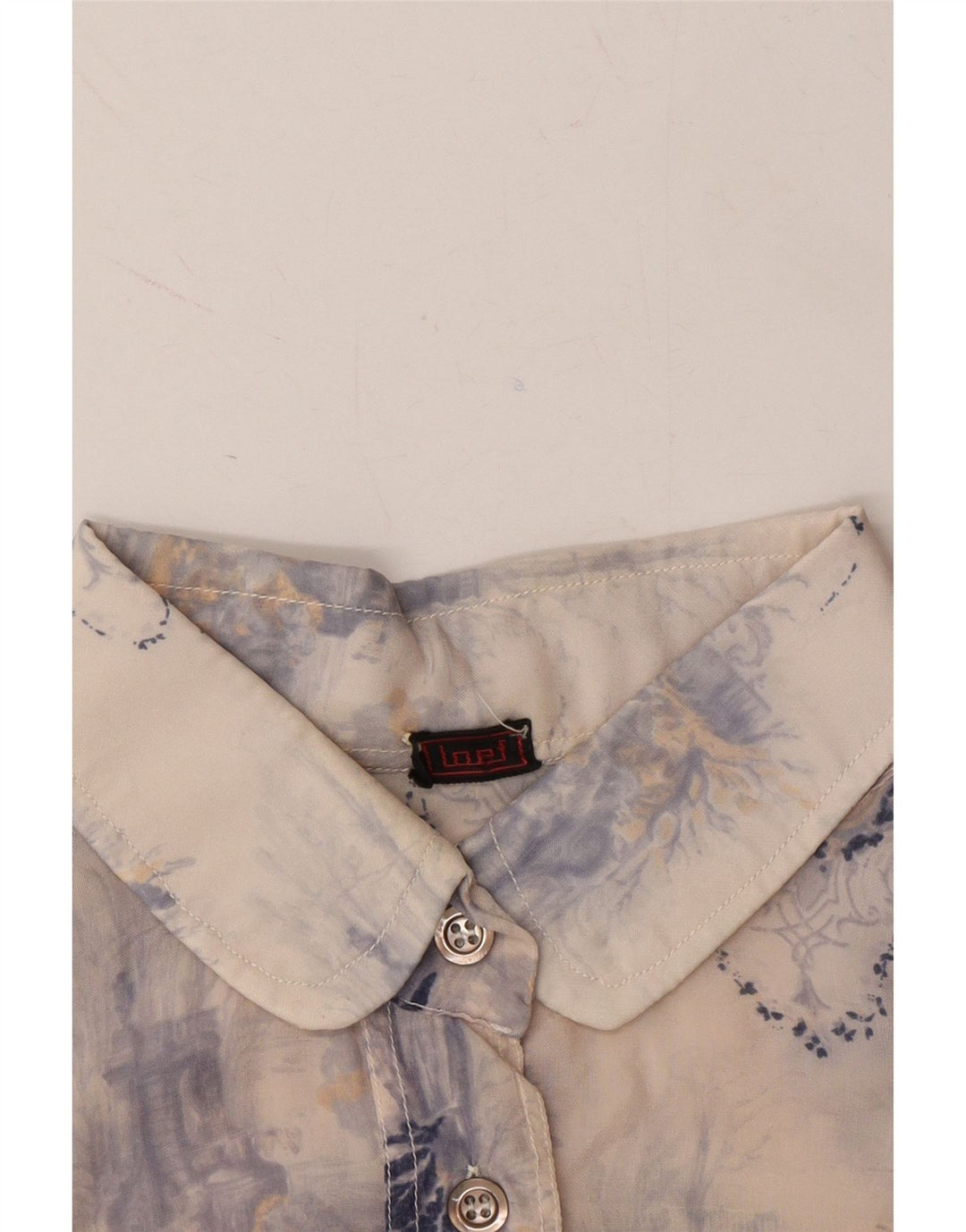 VINTAGE Womens Shirt UK 12 Medium Beige Floral Vintage Vintage and Second-Hand Vintage from Messina Hembry 
