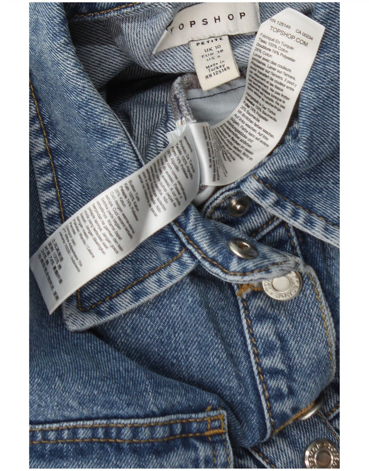 Topshop Womens Denim Playsuit UK 10 Small Blaue Baumwolle