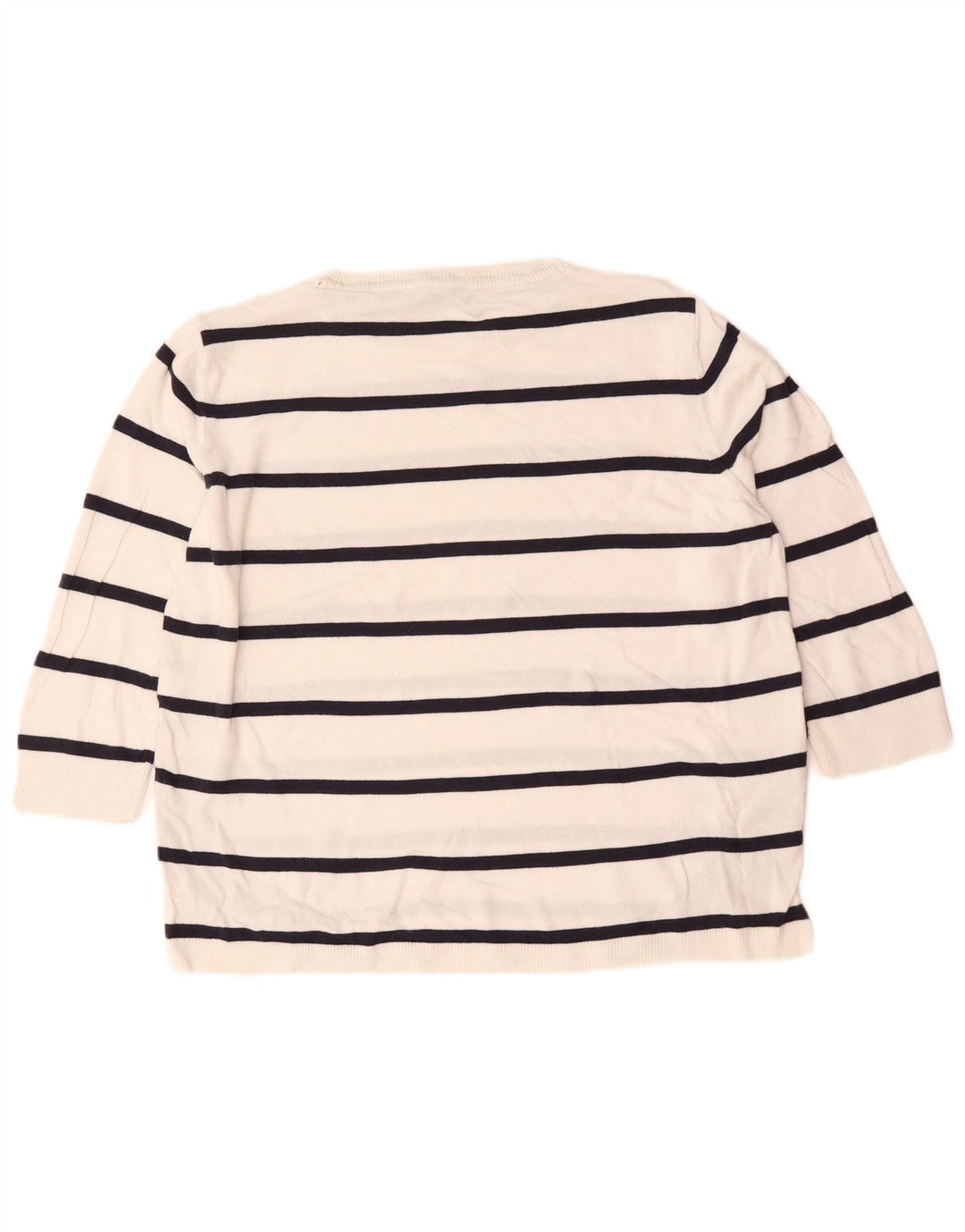 Marks & Spencer Damen-Pullover mit Rundhalsausschnitt, Gr. 14, mittelweiß gestreift