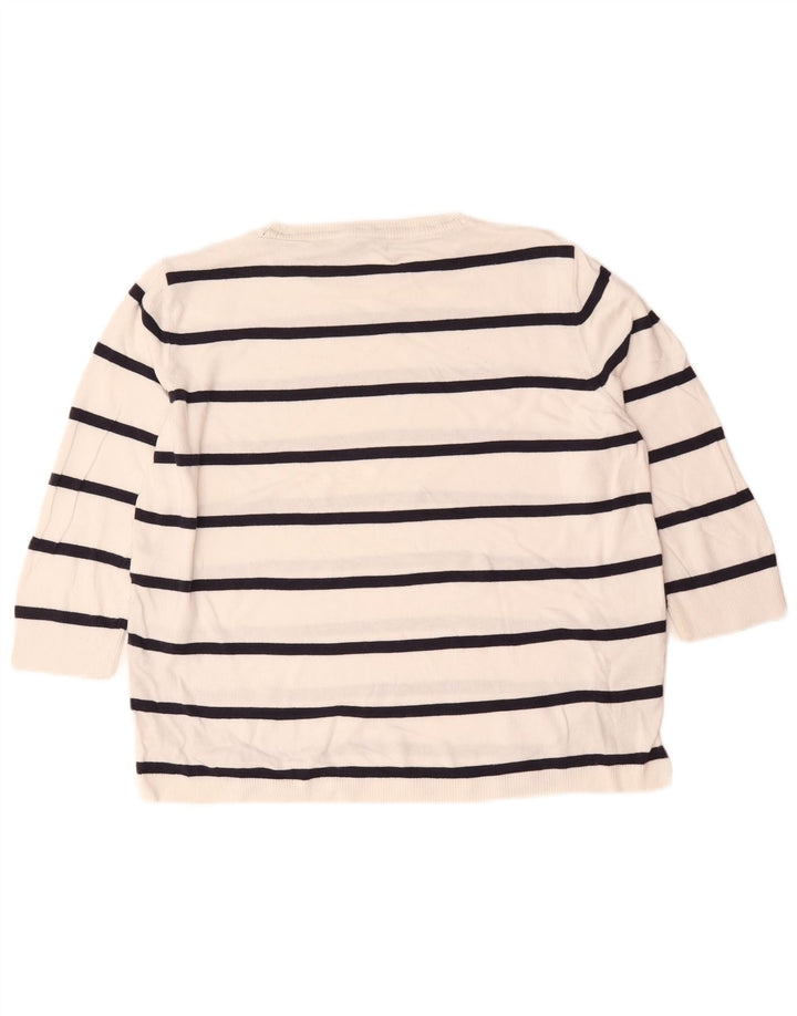 Marks & Spencer Damen-Pullover mit Rundhalsausschnitt, Gr. 14, mittelweiß gestreift