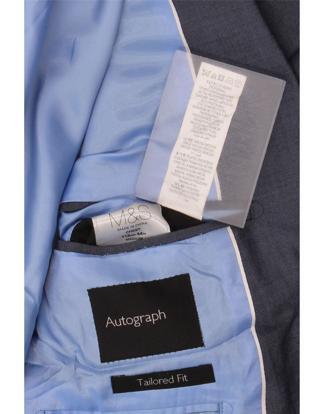 Marks & Spencer Herren-Blazer mit maßgeschneiderter Passform, Gr. 38, mittleres Marineblau