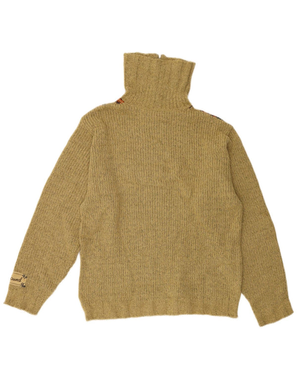 Foxhound Herren-Pullover mit Reißverschluss am Hals, mittelgroße Khaki-gestreifte Wolle