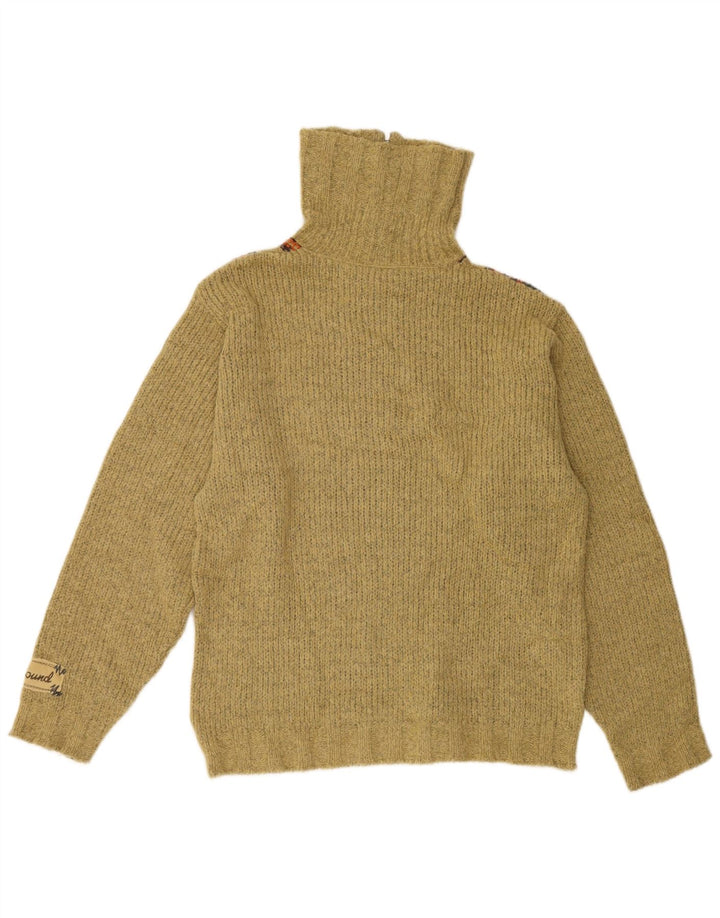 Foxhound Herren-Pullover mit Reißverschluss am Hals, mittelgroße Khaki-gestreifte Wolle