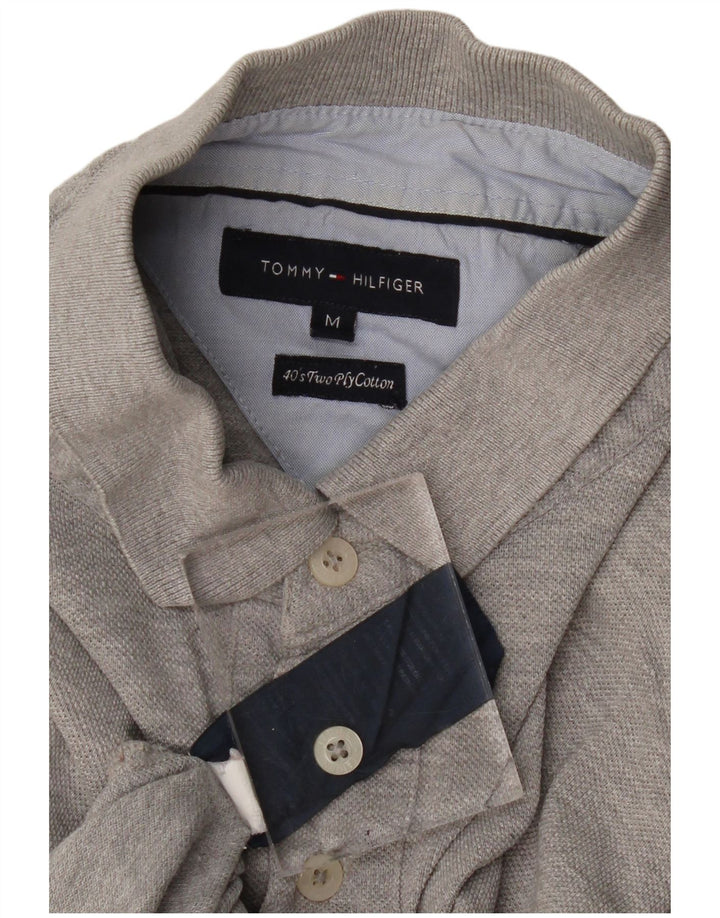Tommy Hilfiger Herren-Poloshirt aus mittelgrau gefleckter Baumwolle
