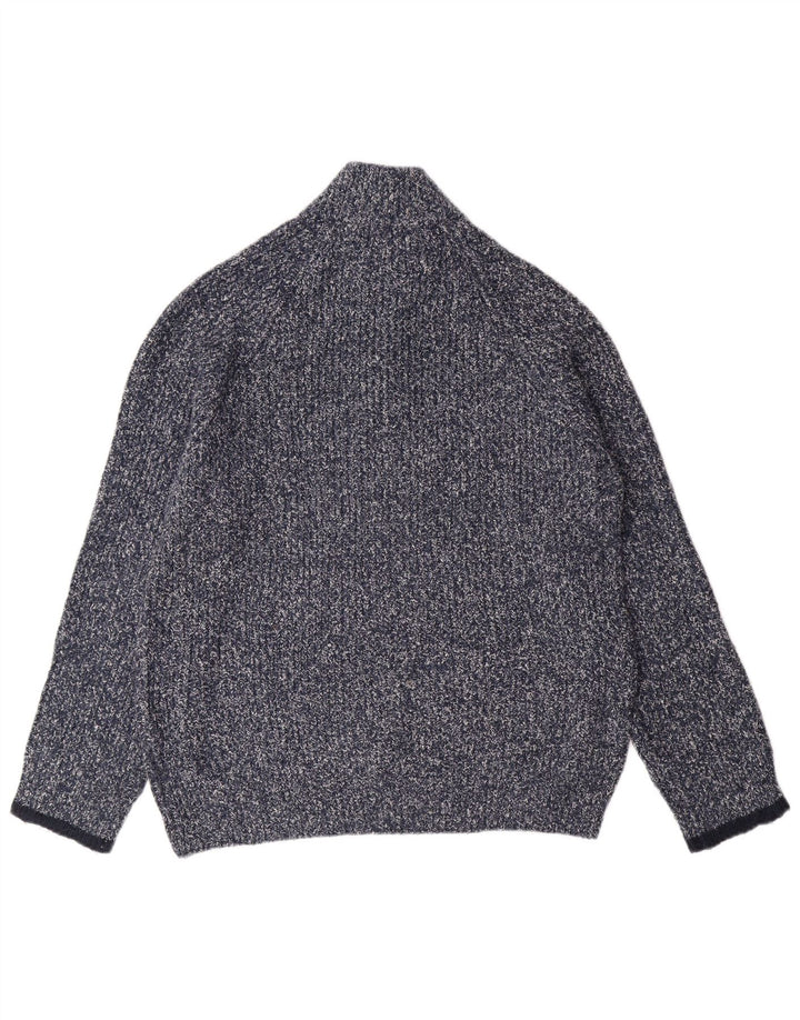 Marks & SPENCER Herren-Pullover mit Reißverschluss am Hals, groß, blau gefleckt, klassisch