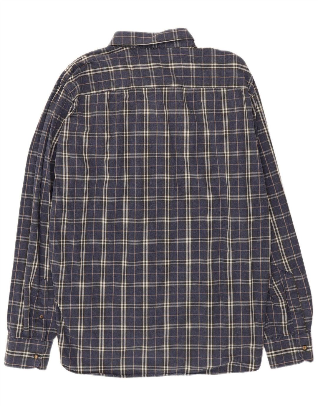 Benetton Herrenhemd 2XL Marineblau kariert Baumwolle