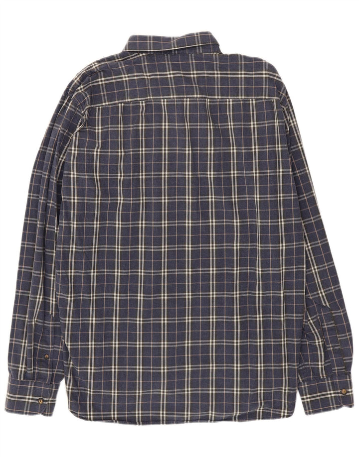 Benetton Herrenhemd 2XL Marineblau kariert Baumwolle