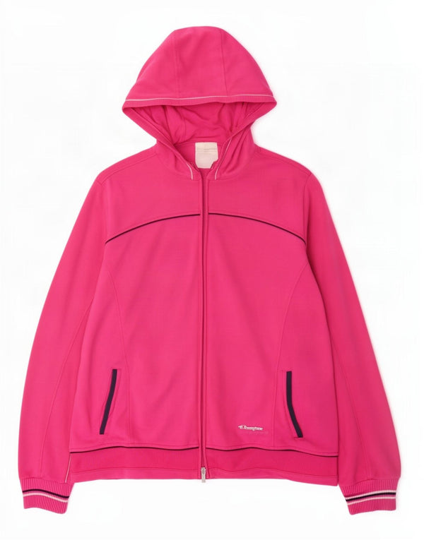 Champion Damen Easy Fit Zip Hoodie Pullover UK 18 XL Rosa Baumwolle