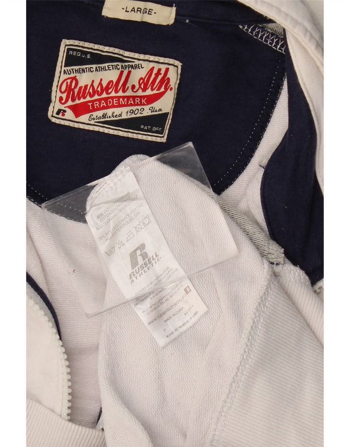 RUSSELL ATHLETIC Herren-Trainingsanzug-Oberteil, Jacke, groß, weiße Farbblock-Baumwolle