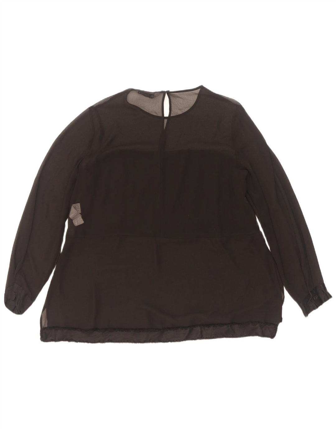 Zara Damen Langarm-Blusenoberteil UK 10 Small Schwarz Polyester