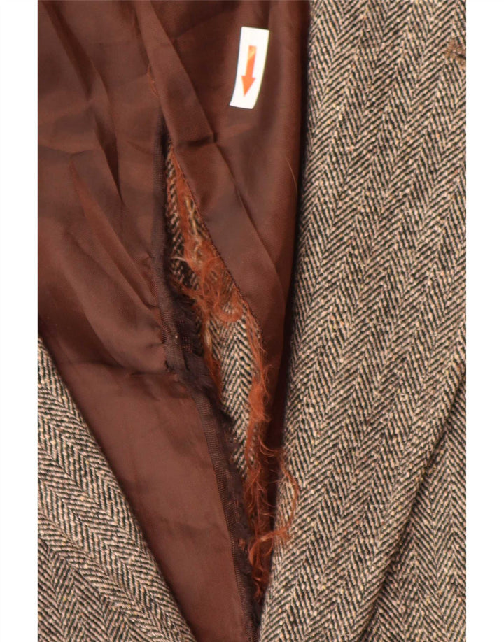 Gap Herren-Blazer mit 2 Knöpfen, UK 36, klein, braunes Fischgrätmuster aus Polyamid