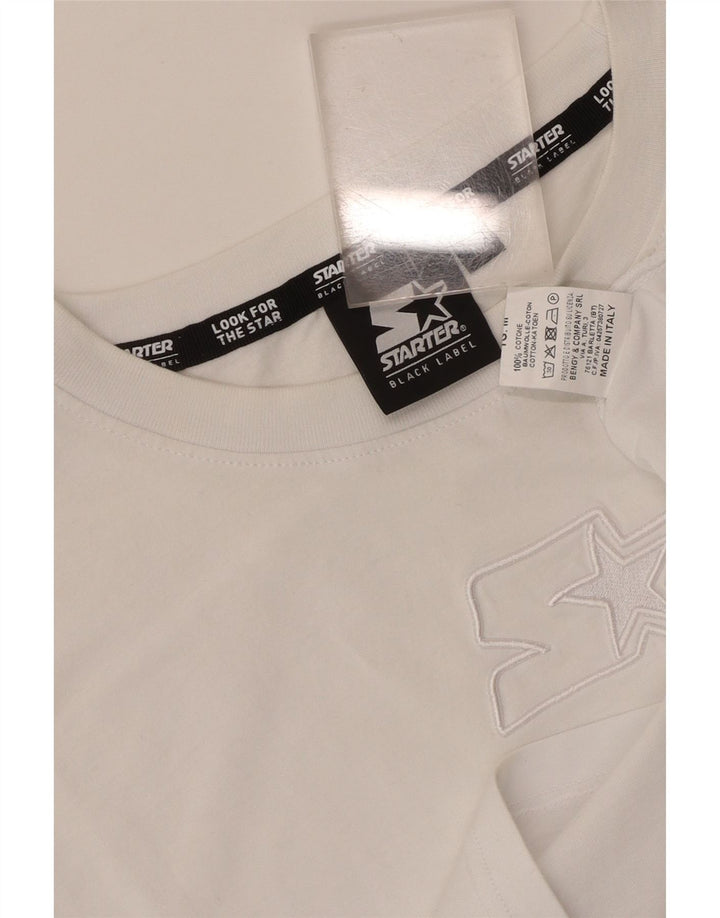 Starter Damen Grafik-T-Shirt-Oberteil UK 14 Mittelweiße Baumwolle