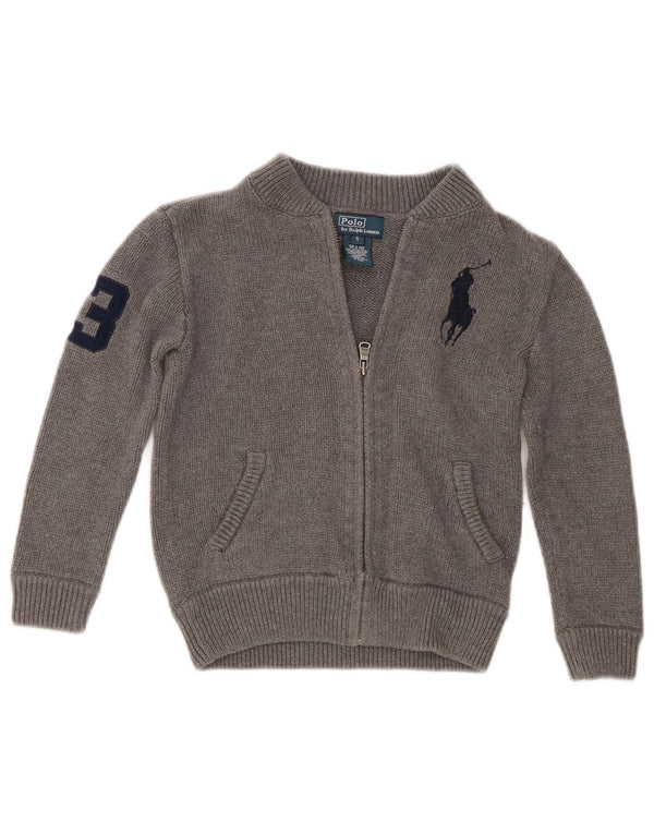 Ralph Lauren Jungen-Cardigan mit Grafik, 4–5 Jahre, Größe S, Grau, Baumwolle