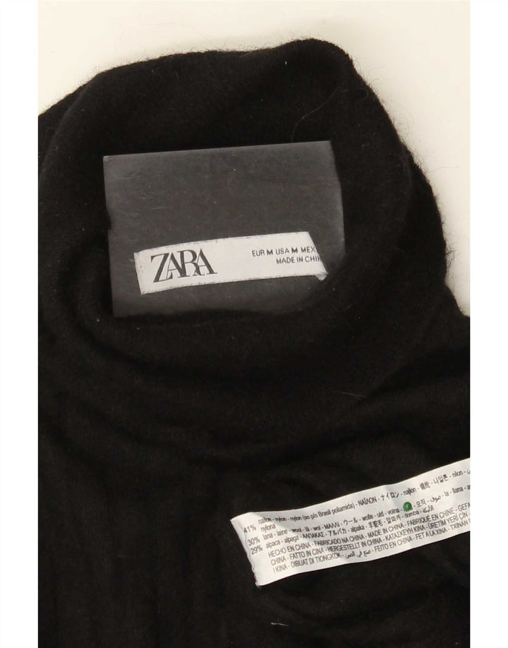 Zara Damen-Pullover mit Rollkragen, UK 12, Mittelschwarzes Nylon