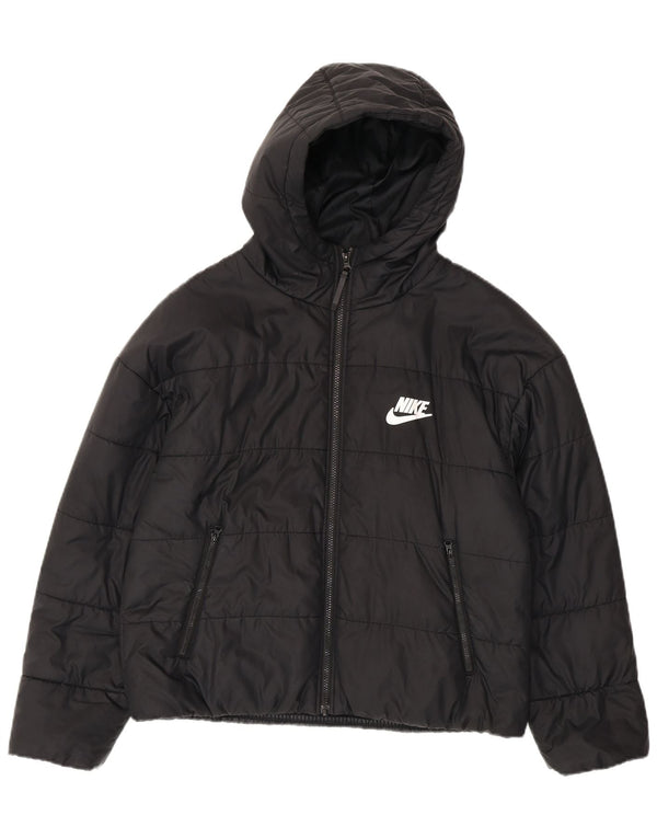 Nike Jungen gepolsterte Jacke mit Kapuze und Grafik, 10–11 Jahre, mittelschwarzes Polyester