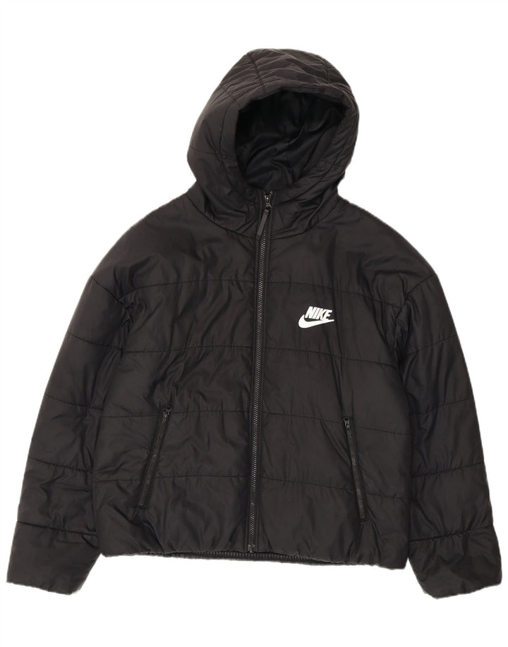Nike Jungen gepolsterte Jacke mit Kapuze und Grafik, 10–11 Jahre, mittelschwarzes Polyester