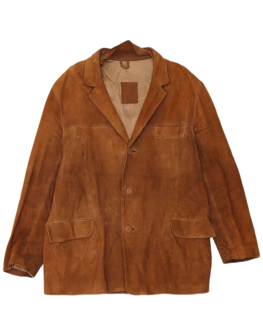 Vintage Herren 3-Knopf-Wildleder-Blazerjacke UK 40 Großes braunes Leder