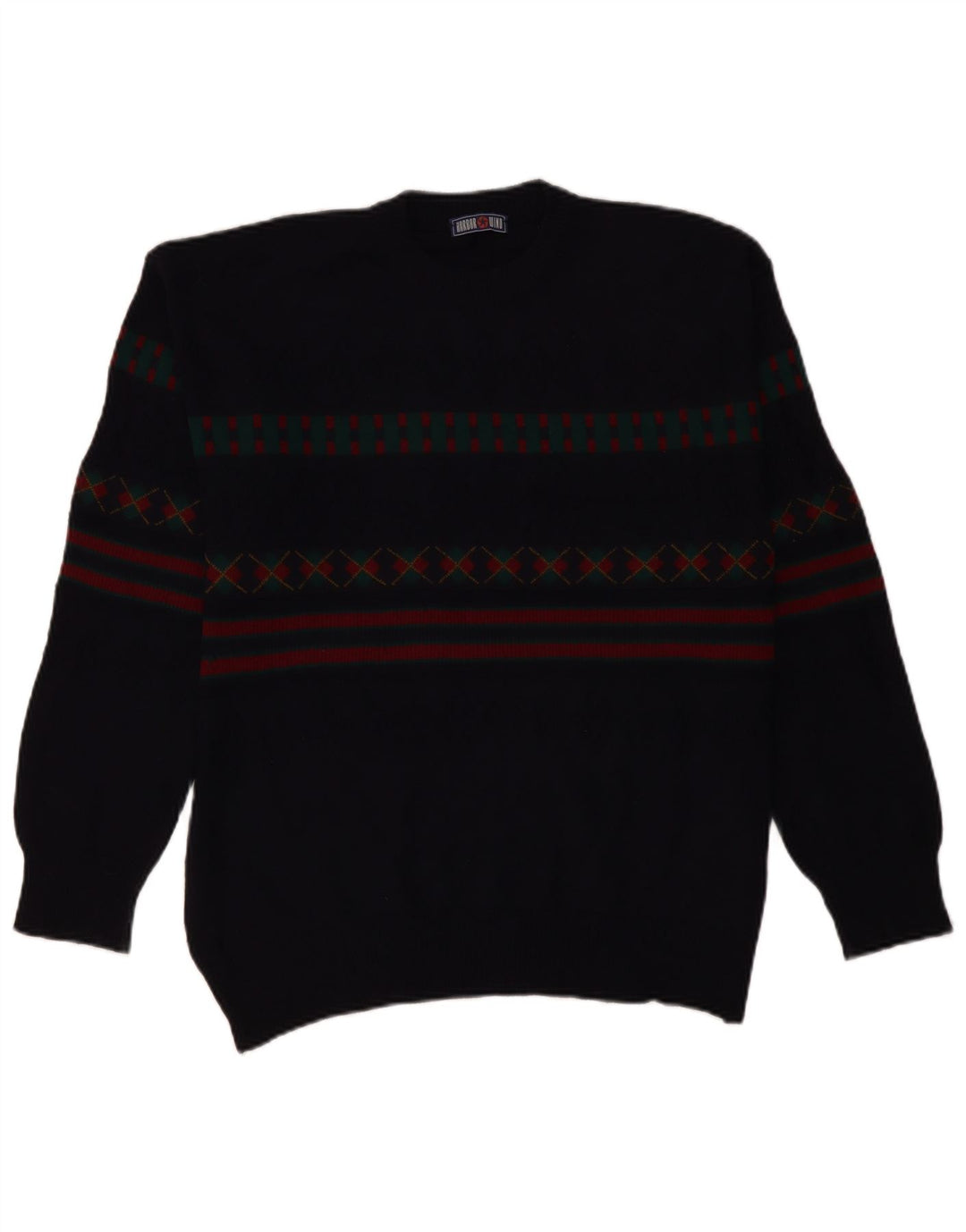 VINTAGE Herren-Pullover mit Rollkragen, Größe 50, groß, marineblau, geometrisch