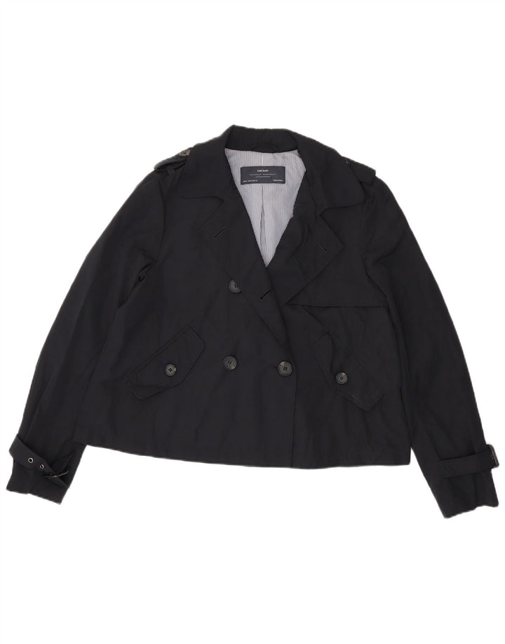 Zara Damen Pea Coat UK 14 Medium Marineblau Polyester