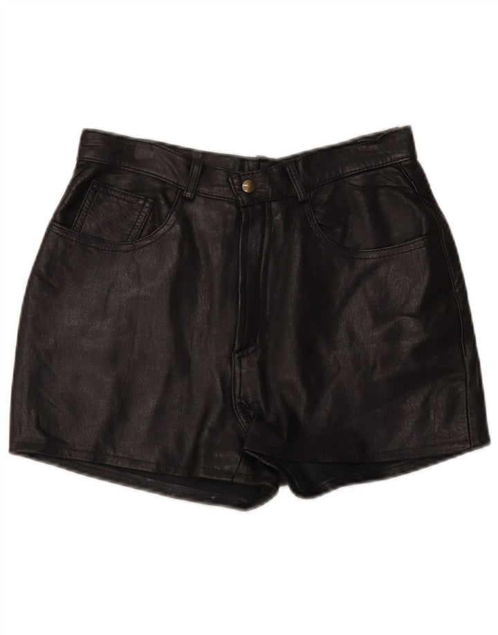 Vintage Damen Ledershorts W28 Medium Schwarz