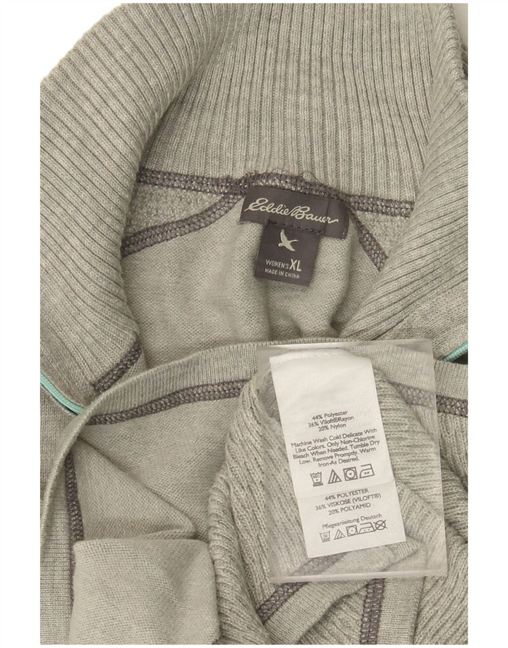 EDDIE BAUER Damen Pullover mit Reißverschluss am Hals UK 18 XL Grau Polyester