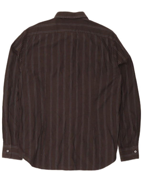 Trussardi Jeans Herrenhemd 2XL braun gestreift aus Baumwolle