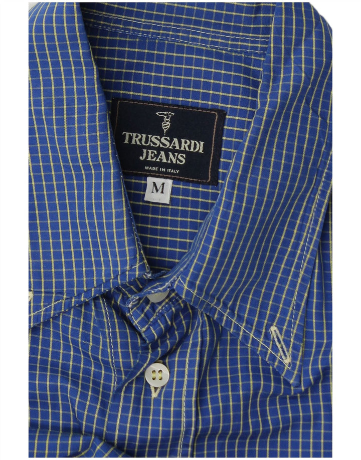 Trussardi Jeans Herren Flanellhemd Mittelblau kariert