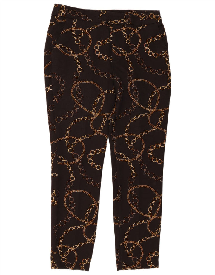 Zara Damen-Chinohose mit abstraktem Muster, schmal, EU 40, mittelgroß, W30, L27, Schwarz