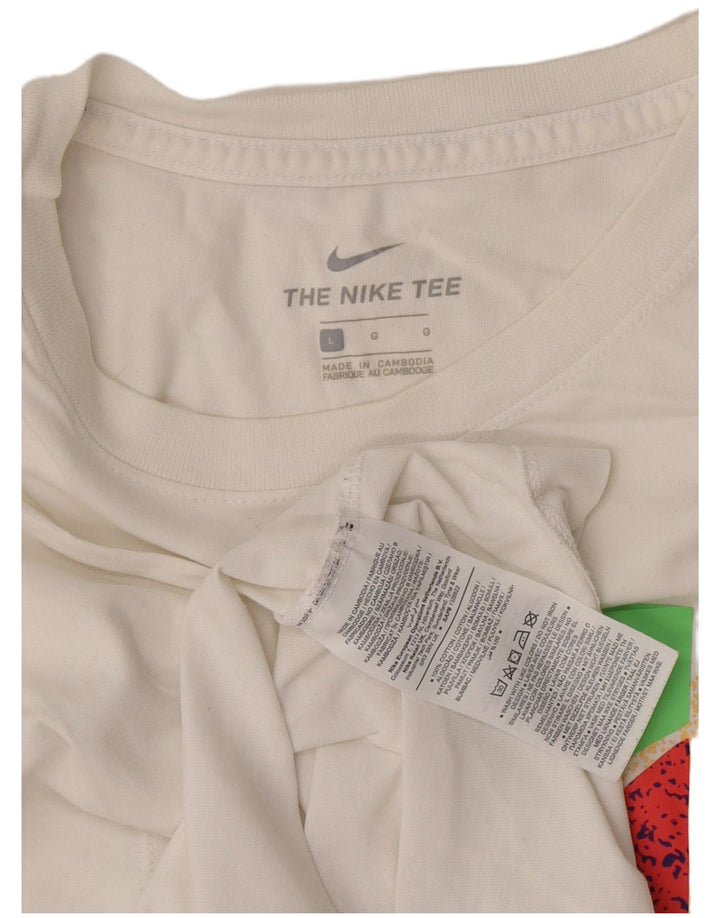 Nike Herren-T-Shirt mit Grafik, Größe L, aus weißer Baumwolle