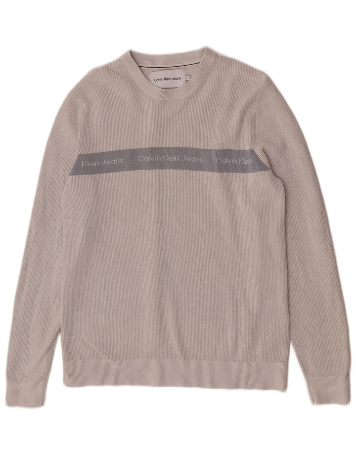 Calvin Klein Jeans Herren-Pullover mit Rundhalsausschnitt, Mittelgrau, Farbblock
