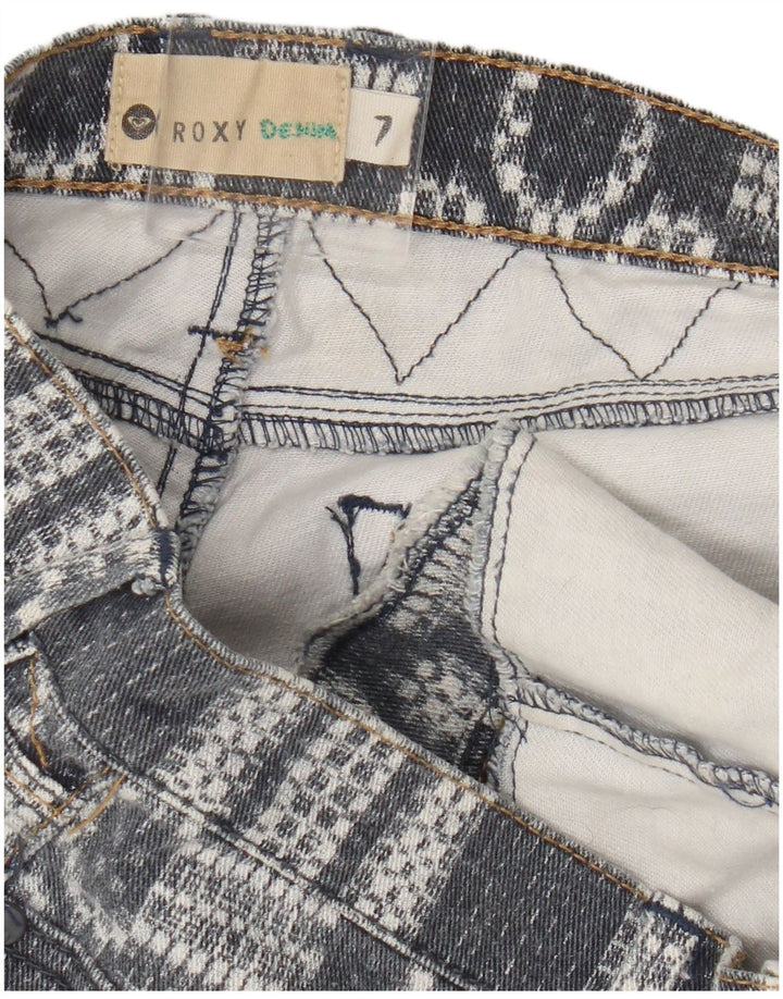 Roxy Damen Jeansshorts US 7 Medium W30 Blau Geometrisch