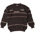 Vintage Herren-Pullover mit Rundhalsausschnitt, mittelgrau, gestreift, Wolle