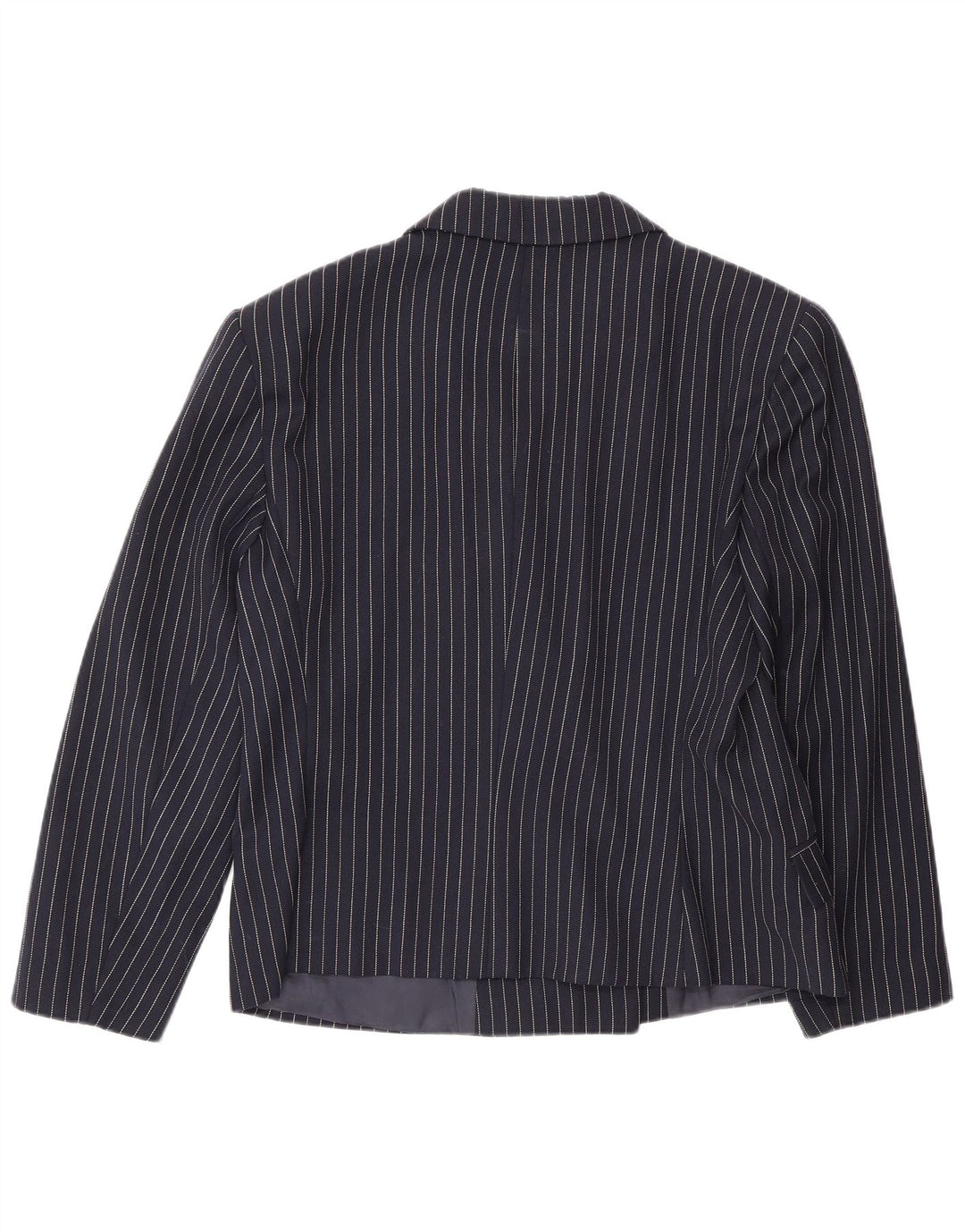 Vintage Damen Zweireiher Blazer Jacke IT 48 XL Marineblau Nadelstreifen