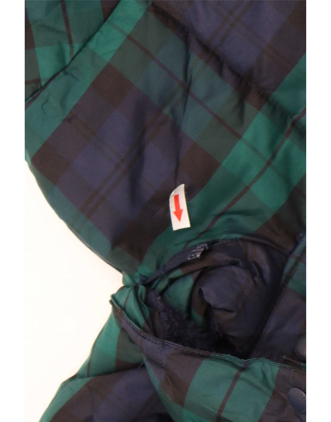 Gap wattierte Jungenjacke mit Kapuze, 13–14 Jahre, 2XL, marineblau, kariert, Polyester