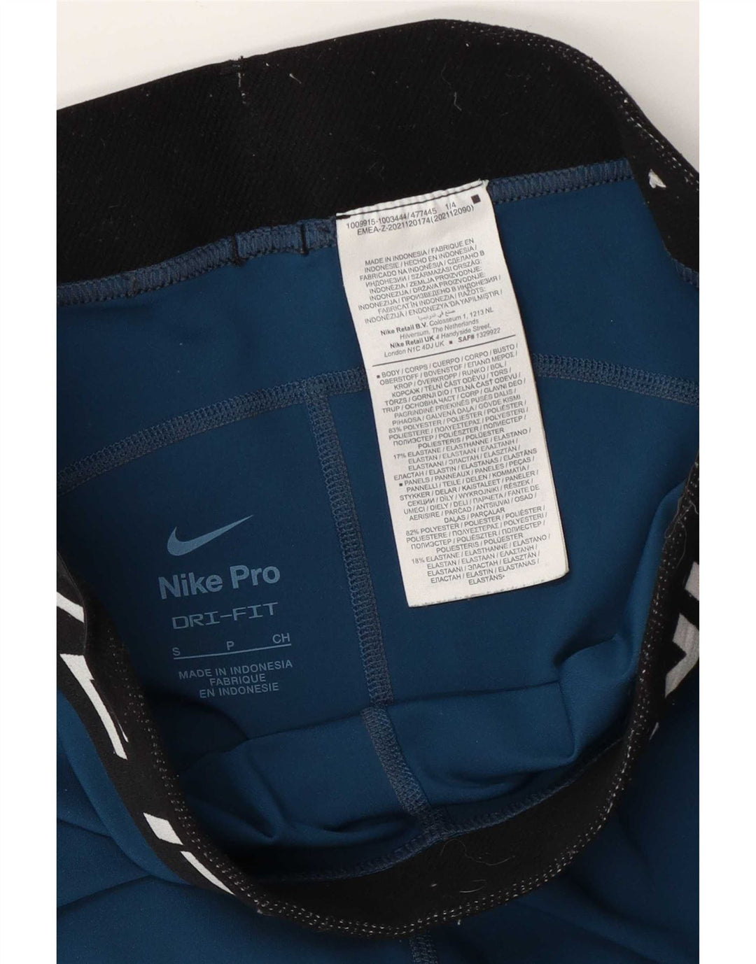 Nike Womens Dri Fit Graphic Leggings UK 10 Small Blue Colourblock Polyester