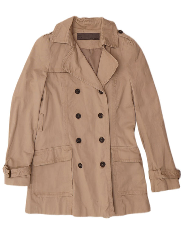 ZARA Damen Trenchcoat UK 10 Small Beige Baumwolle