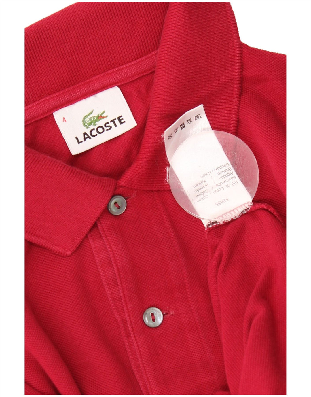 Lacoste Herren-Poloshirt, Größe 4, mittelrote Baumwolle
