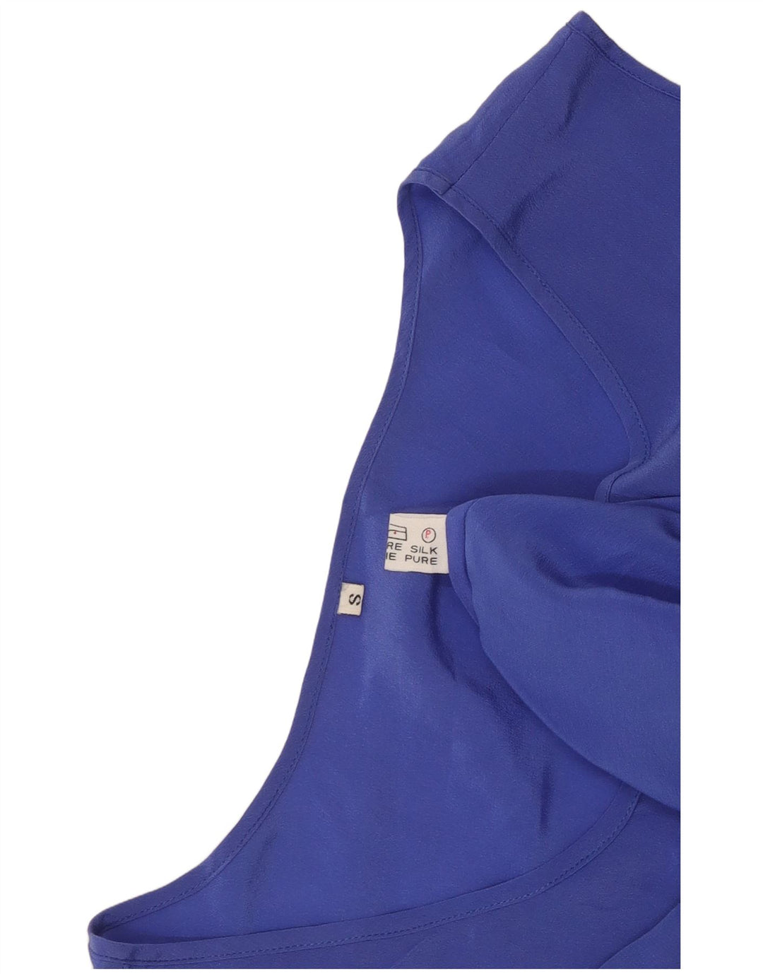 Vintage Damen Durchsichtiges Weste Top UK 8 Kleine blaue Seide