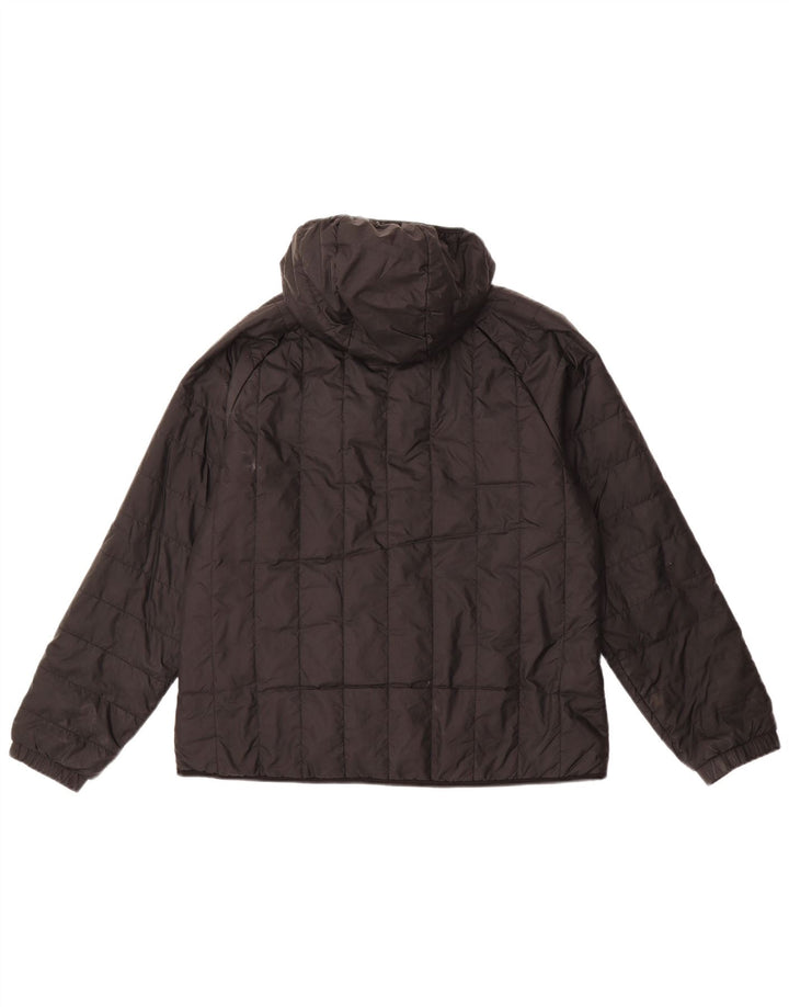 ADIDAS Womens Hooded Padded Jacket UK 14 Large Black Polyester