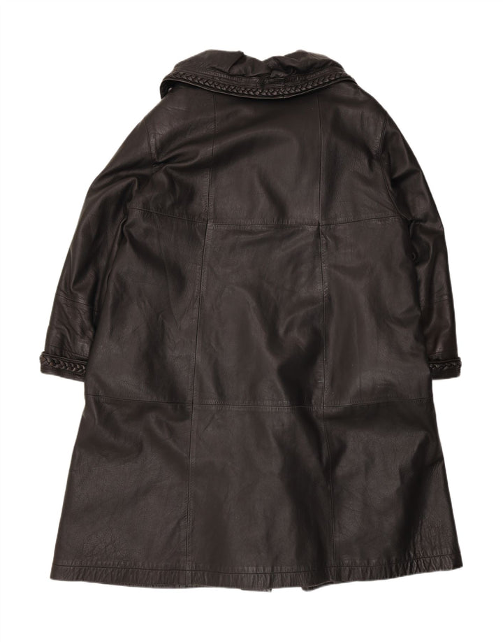 Vintage Damen Übergroßer Ledermantel IT 46 Großes schwarzes Leder