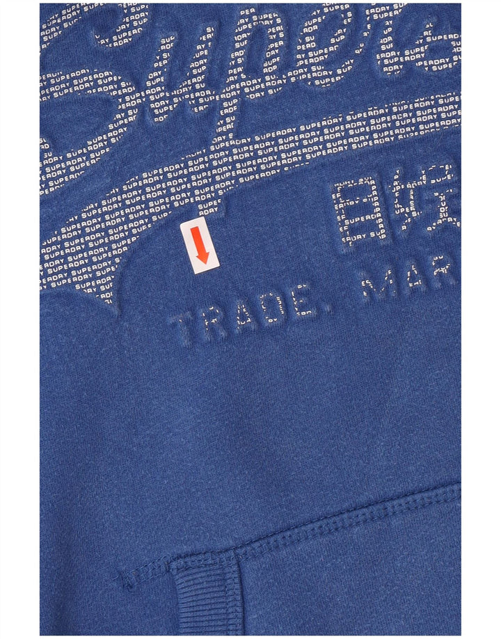 SUPERDRY Damen-Kapuzenpullover mit Grafik, übergroß, Gr. 10, Blau, Baumwolle