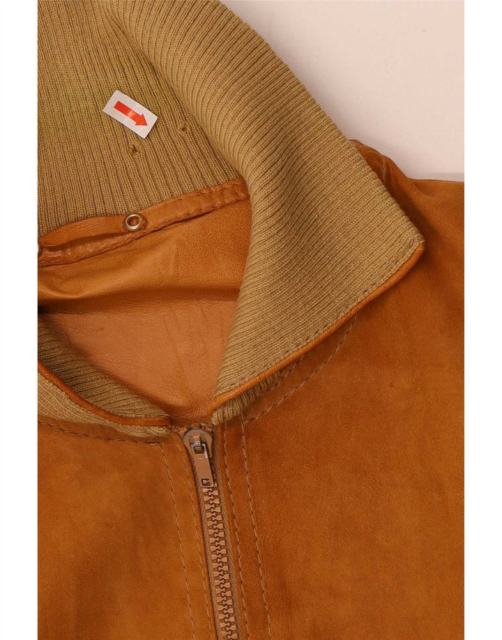 Vintage Herren Wildleder Bomberjacke UK 36 Kleines braunes Leder