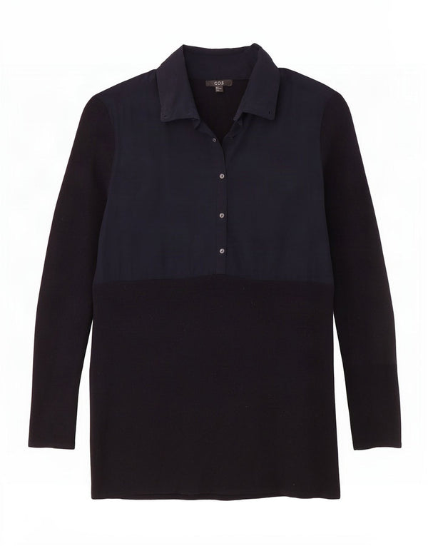Cos Damen Pulloverkleid UK 10 Small Marineblaue Wolle
