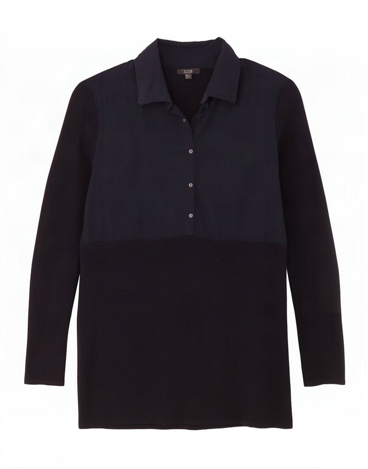 Cos Damen Pulloverkleid UK 10 Small Marineblaue Wolle