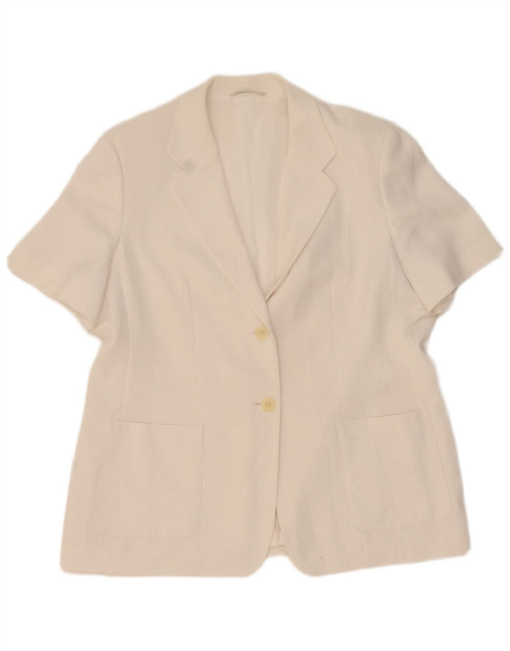 Marks & Spencer Damen Kurzarm-Blazer mit 2 Knöpfen, UK 20, 2XL, Weiß