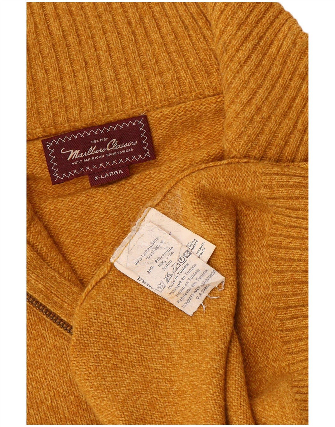 MARLBORO CLASSICS Herren-Pullover mit Reißverschluss, XL, braune Wolle