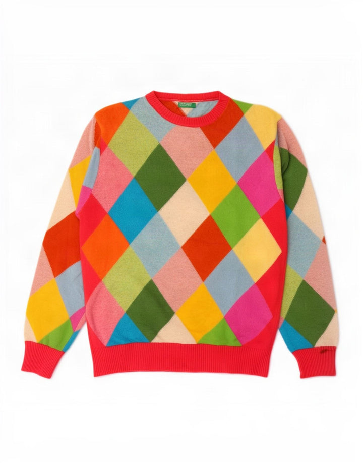 Benetton Damen-Pullover mit Rundhalsausschnitt, Gr. 42, Größe L, mehrfarbig