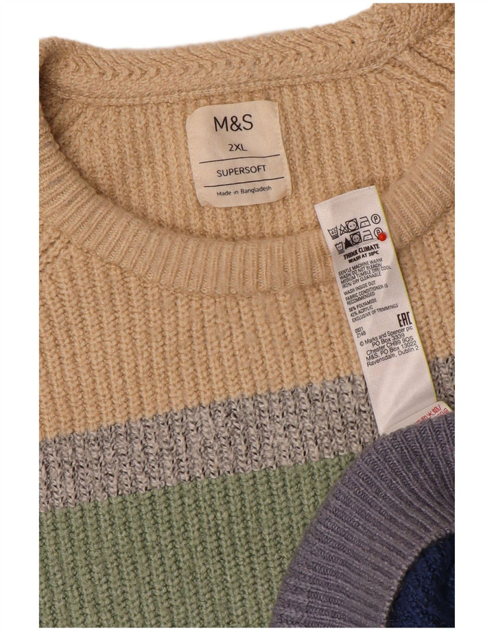 Marks & Spencer Herren-Pullover mit U-Boot-Ausschnitt, 2XL, mehrfarbig gestreift