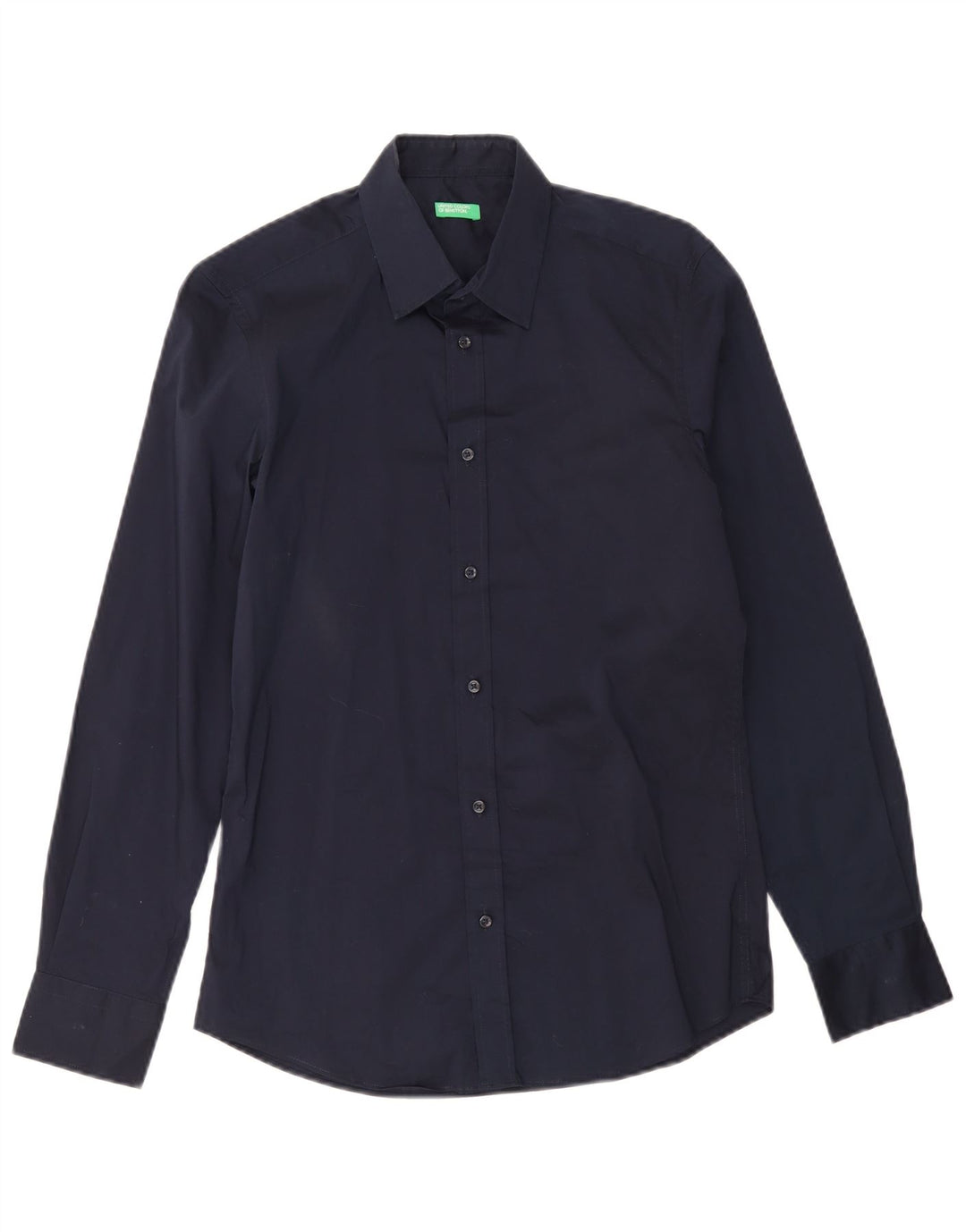Benetton Herren-Hemd, klein, marineblau, Baumwolle
